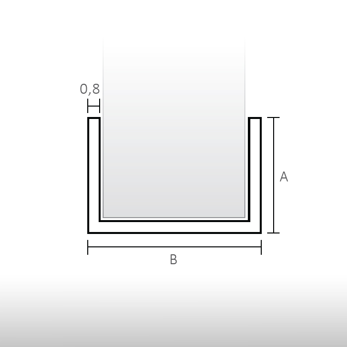 Profil en U en aluminium 10 x 15 pour panneaux décoratifs